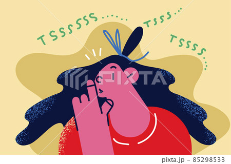 Woman keep finger on lips ask silence 85298533