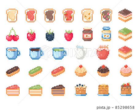 Pixel Art Sweets Icons Created 32x32 Stock Illustration 1849878964