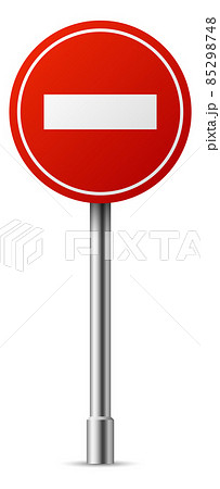 Realistic no enter sign. Red round road circle board Realistic no enter sign. Red round road circle board 85298748