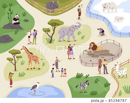 Zoo Map Animals Safari Park Plan Fenced のイラスト素材