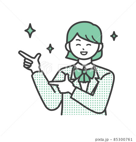 ポーズをとる女子学生の上半身のイラスト素材のイラスト素材
