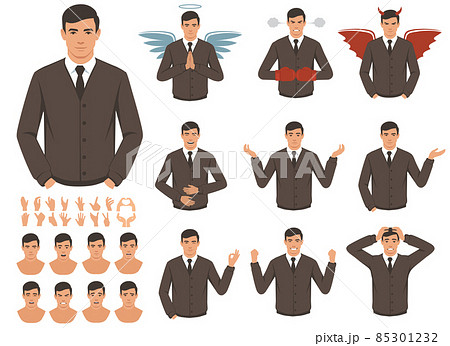 Various hand gestures and expressions. vector illustration 85301232