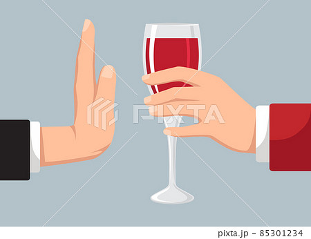 Rejecting the offered alcohol. No alcohol concept. vector illustration Rejecting the offered alcohol. No alcohol concept. vector illustration 85301234