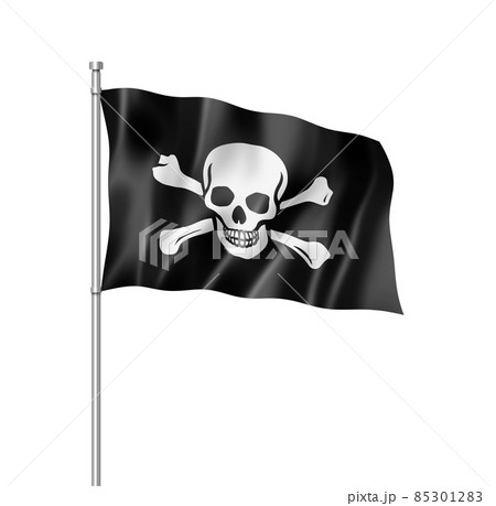 Pirate flag, Jolly Roger isolated on white Pirate flag, Jolly Roger isolated on white 85301283