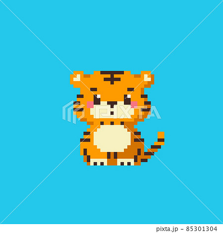 Pixel art year of tiger icon. Vector 8 bit... - Stock Illustration ...