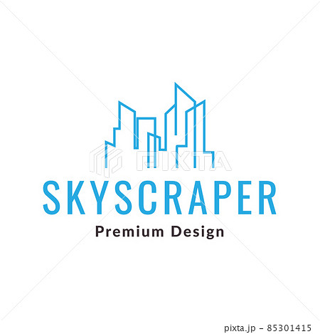 continuous line skyscraper logo design vector graphic symbol icon sign illustration creative idea 85301415