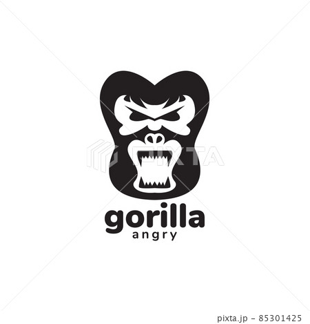 Black Face Gorilla Angry Logo Design Vector のイラスト素材