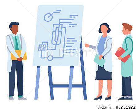 Scientists discussing blueprint. Laboratory research process concept 85301832