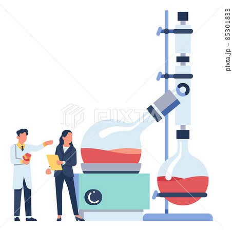Scientist looking at chemical reaction. Laboratory blood experiment 85301833