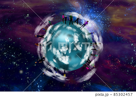 Planet Earth with different people. 3D rendering Planet Earth with different people. 3D rendering 85302457