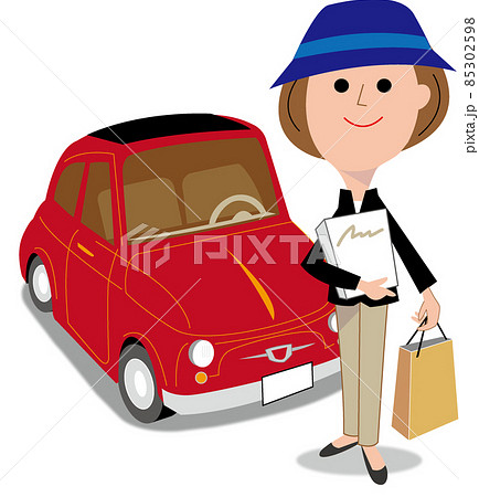 車でお買い物 赤いフィアット のイラスト素材 車でお買い物 赤いフィアット のイラスト素材