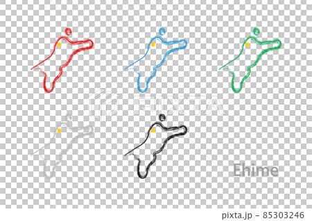 Design Map_Ehime Prefecture-Brush - Stock Illustration [85303246] - PIXTA