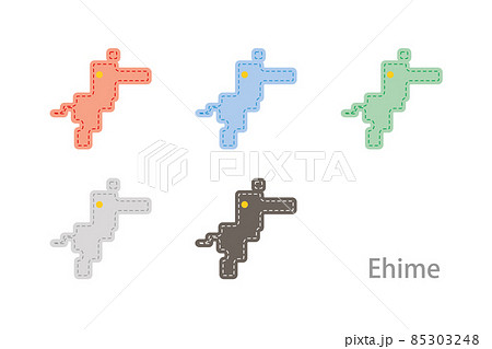 デザイン地図 愛知県 ステッチのイラスト素材