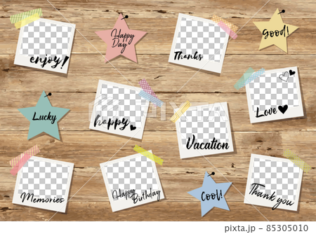 木目背景のフォトコラージュ（アルバム） 85305010