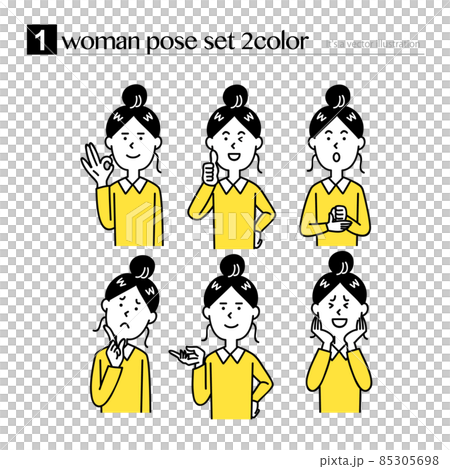 Female upper body pose set 85305698