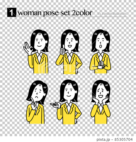 女性上半身のポーズセット 85305704