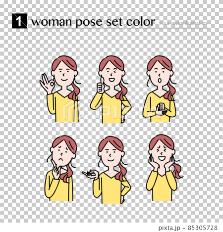 女性上半身のポーズセット 85305728