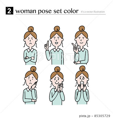 女性上半身のポーズセット 85305729