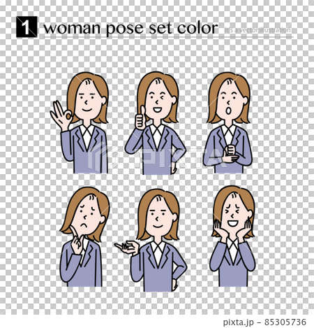 女性上半身のポーズセット 女性上半身のポーズセット 85305736