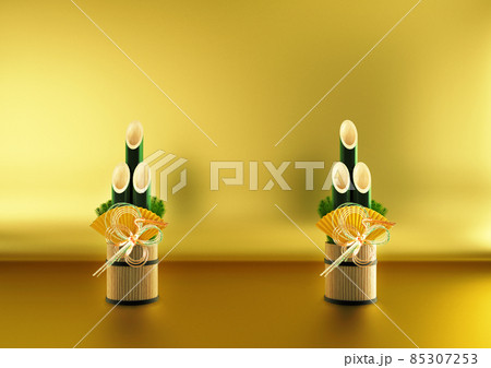 背景金色の門松 85307253
