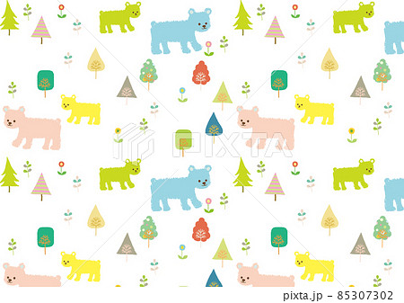 北欧風　森のくまさんカラフルパターン 85307302