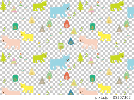 北欧風　森のくまさんカラフルパターン 85307302