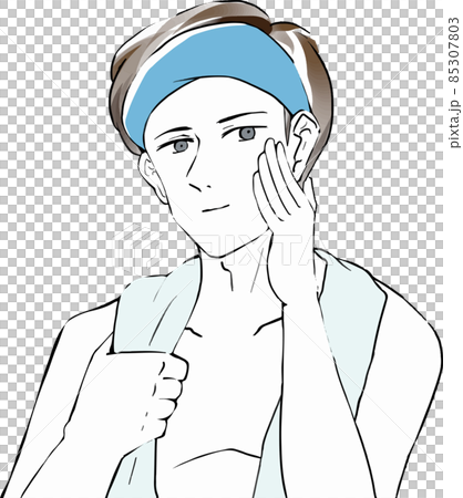 Men who care about their skin after taking a bath Men who care about their skin after taking a bath 85307803
