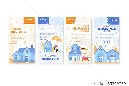 Property and Home Insurance Stories Template Flat Design Illustration Editable of Square Background for Social media, Greeting Card or Web 85309729