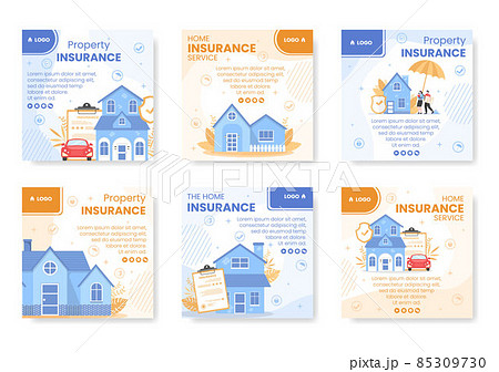 Property and Home Insurance Post Template Flat Design Illustration Editable of Square Background for Social media, Greeting Card or Web 85309730