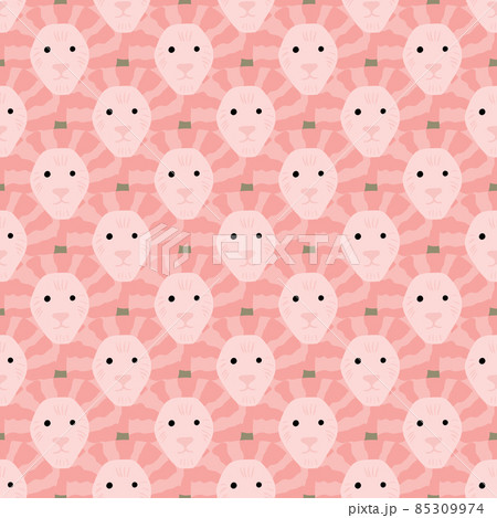 Lion pattern seamless in freehand style. Head predator on colorful background. Vector illustration for textile. Lion pattern seamless in freehand style. Head predator on colorful background. Vector illustration for textile. 85309974