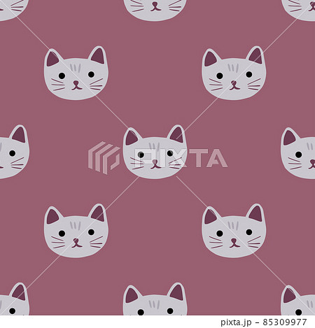 Kitty pattern seamless in freehand style. Head animals on colorful background. Vector illustration for textile. Kitty pattern seamless in freehand style. Head animals on colorful background. Vector illustration for textile. 85309977