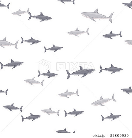 White shark seamless pattern in scandinavian style. Marine animals background. Vector illustration for children funny textile. White shark seamless pattern in scandinavian style. Marine animals background. Vector illustration for children funny textile. 85309989