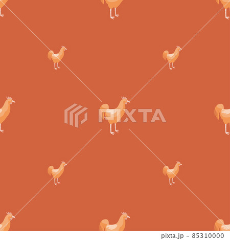 Seamless pattern of rooster. Domestic animals on colorful background. Vector illustration for textile. 85310000