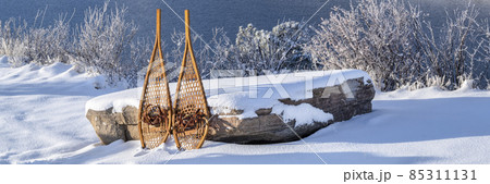 mountain lake and classic snowshoes mountain lake and classic snowshoes 85311131