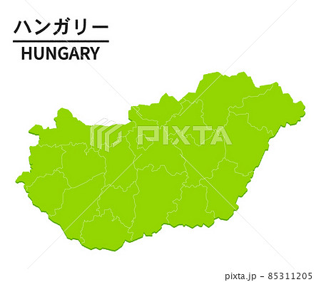 ハンガリーの世界地図イラスト