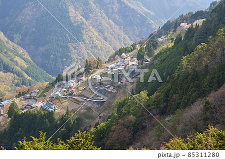 「日本のチロル」と呼ばれる長野県飯田市の、桜の咲く、下栗の里　 85311280