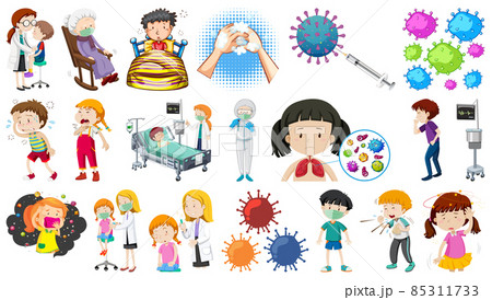 Set of sick people with different symptoms 85311733