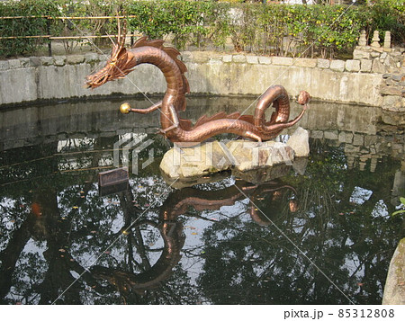 壬生寺境内池の龍神像 85312808