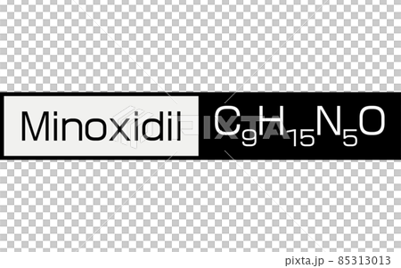 AGA Chemical formula of minoxidil, an ingredient used for hair loss treatment 85313013