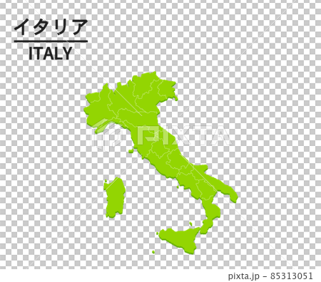 イタリアの世界地図イラストのイラスト素材