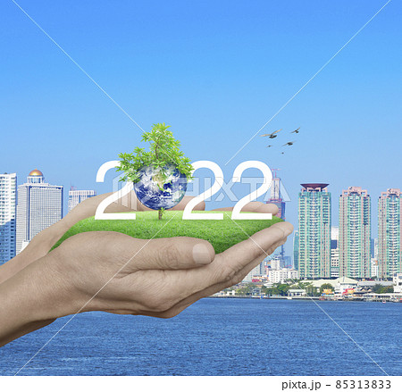 Happy new year 2022 ecological cover, Save the earth concept, Elements of this image furnished by NASA Happy new year 2022 ecological cover, Save the earth concept, Elements of this image furnished by NASA 85313833