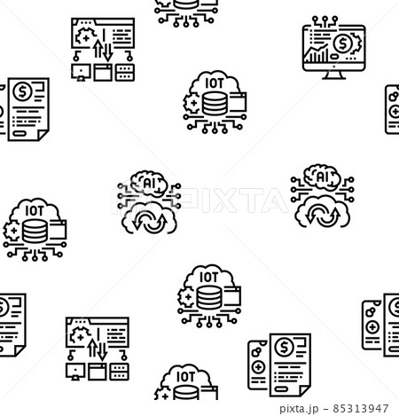Fintech Financial Technology Vector Seamless Pattern 85313947