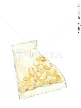 袋入り節分豆一袋【水彩画イラスト】白バック 透過背景 コピースペース 85313949