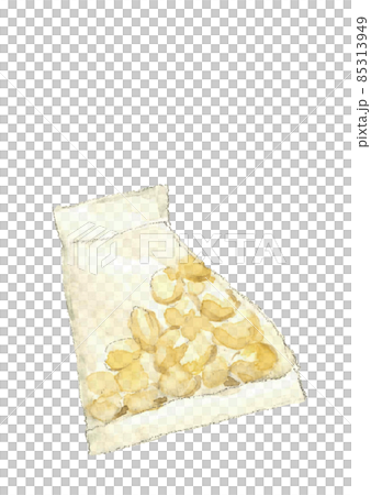 袋入り節分豆一袋【水彩画イラスト】白バック 透過背景 コピースペース 85313949