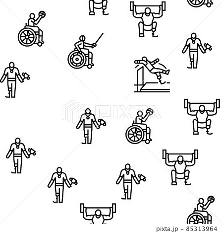 Handicapped Athlete Sport Game Vector Seamless Pattern Handicapped Athlete Sport Game Vector Seamless Pattern 85313964