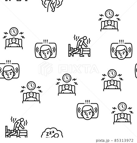 Insomnia Person Chronic Problem Vector Seamless Pattern 85313972