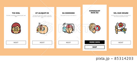 Otorhinolaryngology Treatment Onboarding Icons Set Vector 85314203