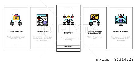 Cyber Crime Internet Business Onboarding Icons Set Vector 85314228