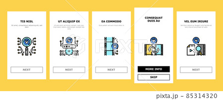 Data Recovery Computer Processing Onboarding Icons Set Vector 85314320