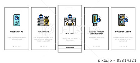 Data Recovery Computer Processing Onboarding Icons Set Vector Data Recovery Computer Processing Onboarding Icons Set Vector 85314321